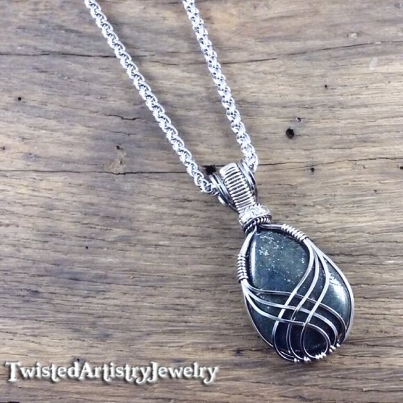Twisted Artistry Jewelry Jewelry - Blue Jasper Lotus Wire Wrapped Pendant Necklace